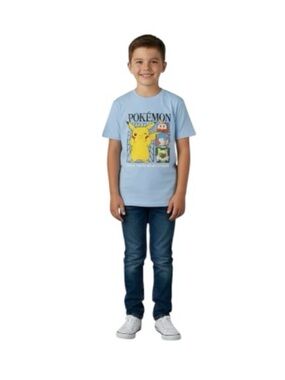 Pokemon Light Blue Pikachu Panel Graphic Tee for Kids